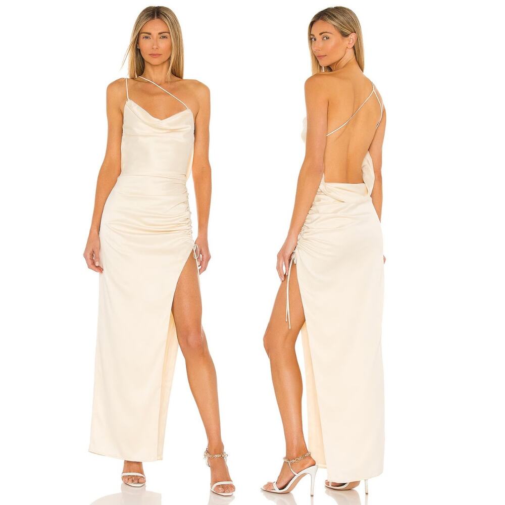 Lovers and Friends Maegan Gown Satin Ruched Formal Party Guest Bridal Wedding S
